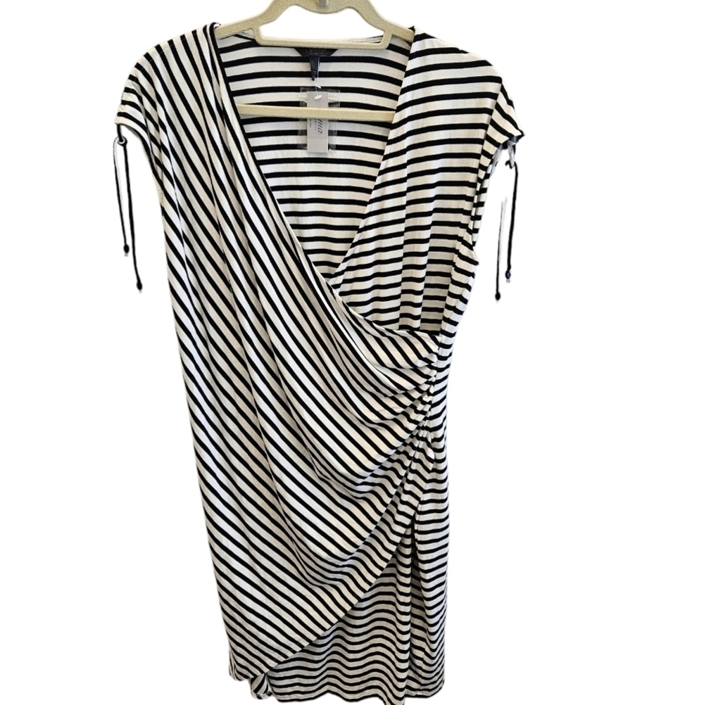 Soma Cool Days Parallel Stripe Dress Black White NEW